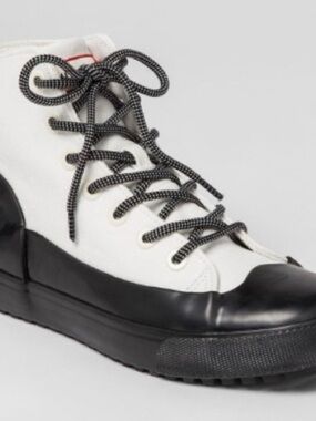 Hunter White and Black Lace-Up Winter Rain Boots
